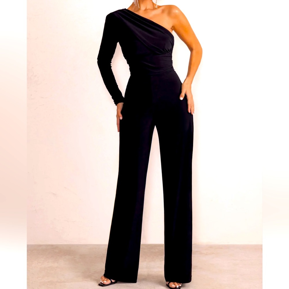 Club L Ruched Wide Leg Jumpsuit, Size US 4 / UK 8